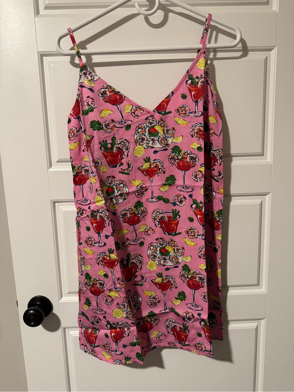 NWT Printfresh Satin Chic to Sleep Chemise, Parlor Pink Shrimp Cocktail, Size XS